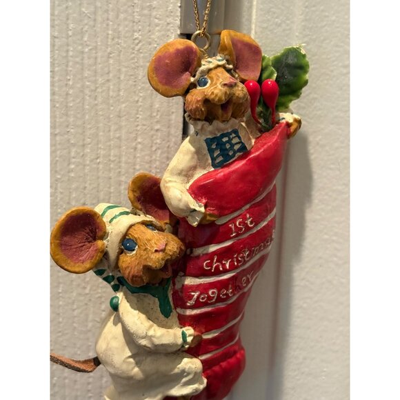 Kurt Adler Hole in the Wall Gang Mouse Couple "1st Christmas Together" Ornament - Picture 2 of 6